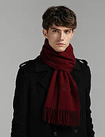Шерстяной шарф мужской бордовый теплый мягкий 180*33