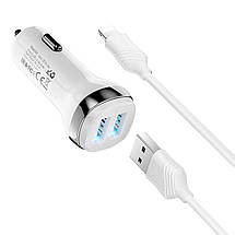Автомобільна зарядка HOCO Z40 Superior на 2 USB (2.4 A) + Lightning (2 кольори), фото 4