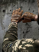 Мужские тактические перчатки M-pact песочные полнопалые Штурмовые военные перчатки с защитой пальцев и костей