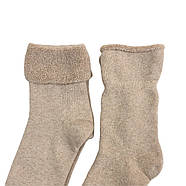 Жіночі махрові шкарпетки з відворотом (бежевий), фото 2