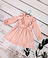 Сукня для дівчинки з м'якого плюшевого велюру зріст 104-110-116-122-128 см (пудровий)