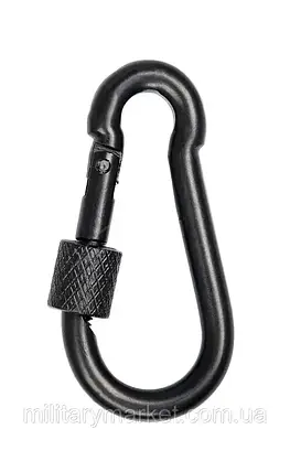 Карабін сталевий Skif Outdoor Clasp II, з муфтою, 35 кг, Чорний, карабін тактичний (BT245S-35), фото 4
