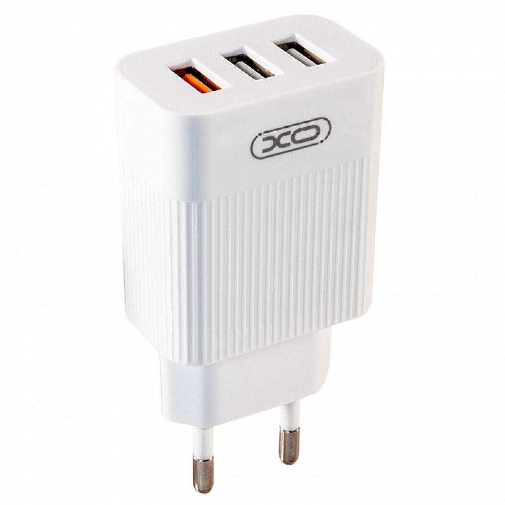 Мережевий зарядний пристрій (адаптер) XO L72 3USB / USB1_QC_3A / USB 2/3_2.1A white, фото 1