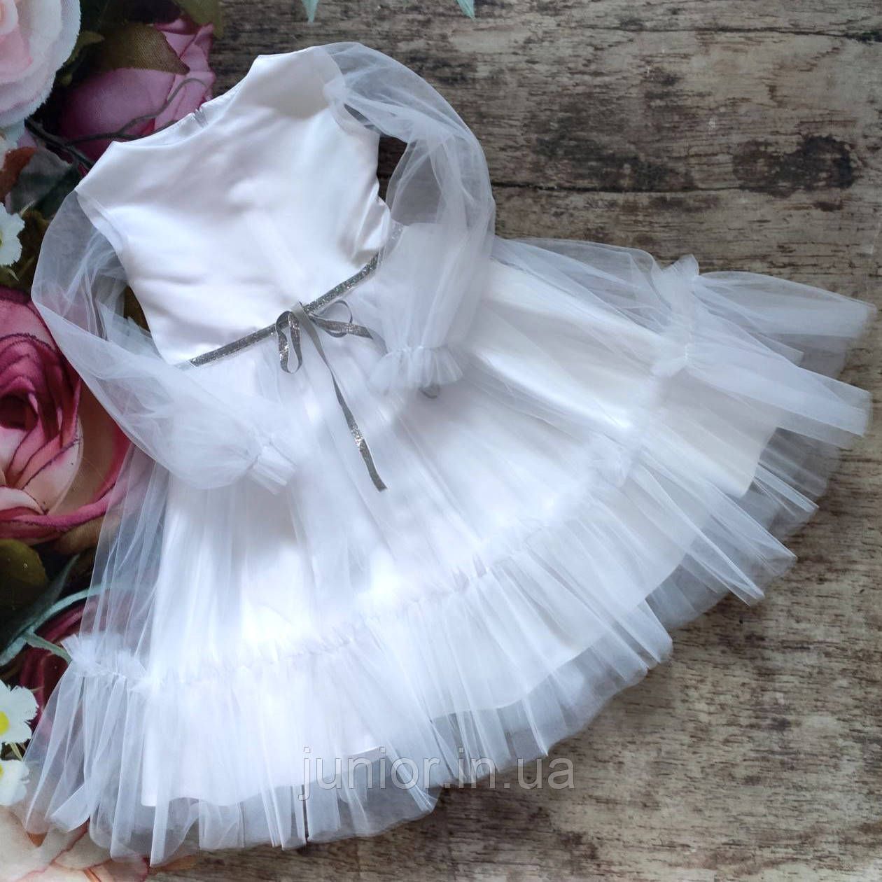Пишне біле ошатне плаття для дівчинки "Ляля" (122-134р) Білий