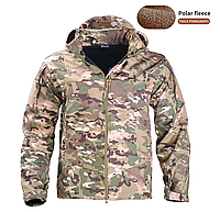 Куртка весенняя тактическая на флисе софтшелл Soft Shell Камуфляж Мультикам Multicam