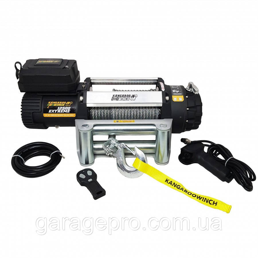 Лебідка для позашляховика 12 вольт KangarooWinch 12500 Extreme (Сталевий трос / 6670 кг)