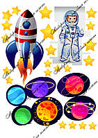 Съедобная картинка "Космонавт. Космос" сахарная и вафельная картинка а4