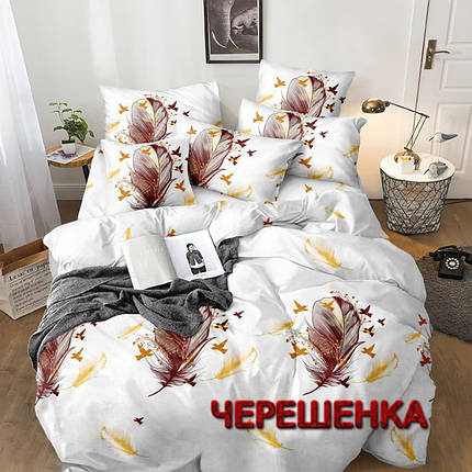 Тканина для постільної білизни Бязь "Gold" Lux GL3742 (50м) пір'я на білому, фото 1