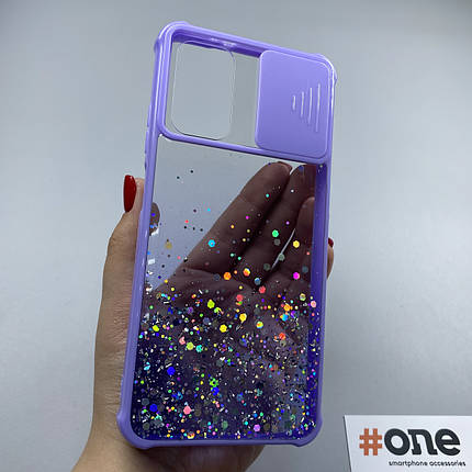 Чохол для Xiaomi Redmi 9T із шторкою для камери з блискітками чохол на телефон сяомі редмі 9т бузковий C4P, фото 1
