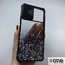Чохол для Xiaomi Redmi 9T із шторкою для камери з блискітками чохол на телефон сяомі редмі 9т чорний C4P, фото 3