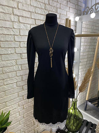 Лаконічна жіноча сукня тканина "Французький трикотаж" з мереживом 48, 50, 52, 54 розмір 48, фото 2