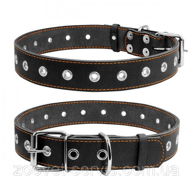 Нашийник для собак шкіряний безрозмірний Collar, довжина 69 см, ширина 35 мм, Чорний