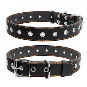 Нашийник для собак шкіряний безрозмірний Collar, довжина 69 см, ширина 35 мм, Чорний