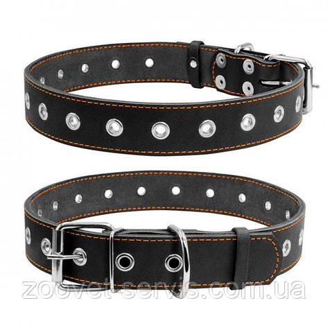 Нашийник для собак шкіряний безрозмірний Collar, довжина 69 см, ширина 35 мм, Чорний, фото 1