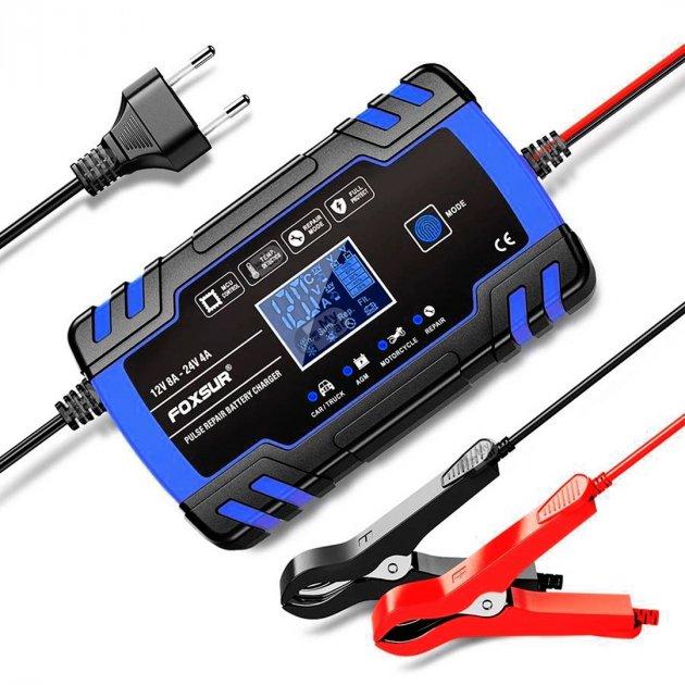Зарядний пристрій FOXSUR 12V 8A - 24V 4A сумісно зі свинцево-кислотними та гелієвими АКБ