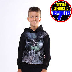 Світшот з капюшоном підлітковий для хлопчика "Вовк з орлом" (код 2281)