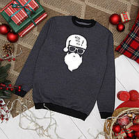 Толстовка новогодняя темно-серая Кофта с рисунком Санта Батник рождественский корпоративная одежда парню