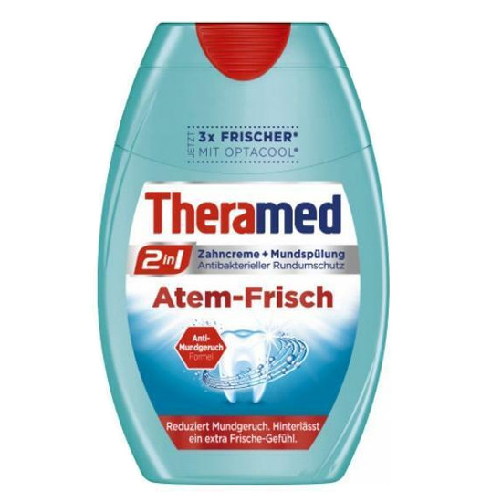 Освіжна зубна паста з ополіскувачем Theramed 2-in-1 Atem-Frisch 75ml, фото 1