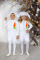 Новогодний карнавальный костюм для деток Зайчик рваная махра 110см шапочка, жилетка и шорты с хвостиком