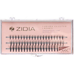 Накладні вії пучкові ZIDIA Cluster lashes 16D KIM C 0,10 Mix (3 ряди, розмір 8, 10, 12 мм), чорні