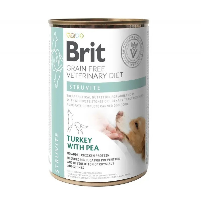 Вологий корм для собак Brit VetDiets Dog Struvite для лікування сечокам'яної хвороби 400 г (індичка та горошок)