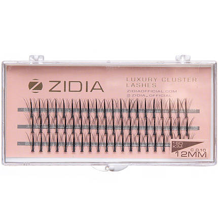 Накладні вії пучкові ZIDIA Cluster lashes 16D KIM C 0,10 (3 ряди, розмір 12 мм), чорні, фото 1