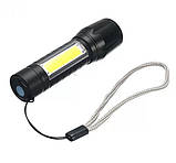 Ліхтарик акумуляторний ручний із бічним світлом у кейсі Wiren 755, XPE, zoom, ЗП USB, фото 2