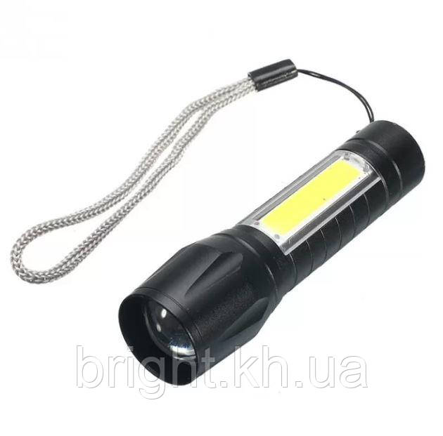 Ліхтарик акумуляторний ручний із бічним світлом у кейсі Wiren 755, XPE, zoom, ЗП USB