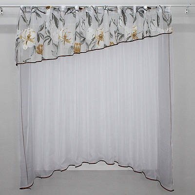 Кухонна фіранка (270х170см.) на карниз 1,5-2м. Колір білий. Код 098к 50-747