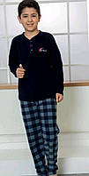 Детская тёплая пижама для мальчика флис приятная к телу 5-6 лет Рост 116см 30 размер синяя