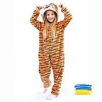 Пижама Кигуруми тигренок детская и подростковая Удобная пижама для девочек и мальчиков с капюшоном с ушками 140