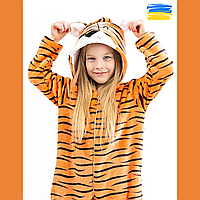 Пижама Кигуруми тигренок детская и подростковая Удобная пижама для девочек и мальчиков с капюшоном с ушками 152