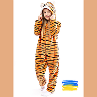 Пижама Кигуруми тигренок детская и подростковая Удобная пижама для девочек и мальчиков с капюшоном с ушками 116