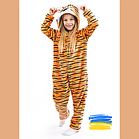 Пижама Кигуруми тигренок детская и подростковая Удобная пижама для девочек и мальчиков с капюшоном с ушками 110