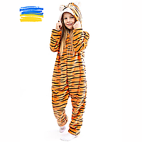 Пижама Кигуруми тигр детская и подростковая Теплая пижама для девочек и мальчиков с капюшоном с ушками 164