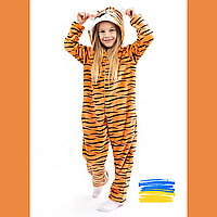 Пижама Кигуруми тигренок детская и подростковая Удобная пижама для девочек и мальчиков с капюшоном с ушками 104