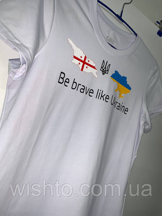 Футболка жіноча з прапором України і Грузії