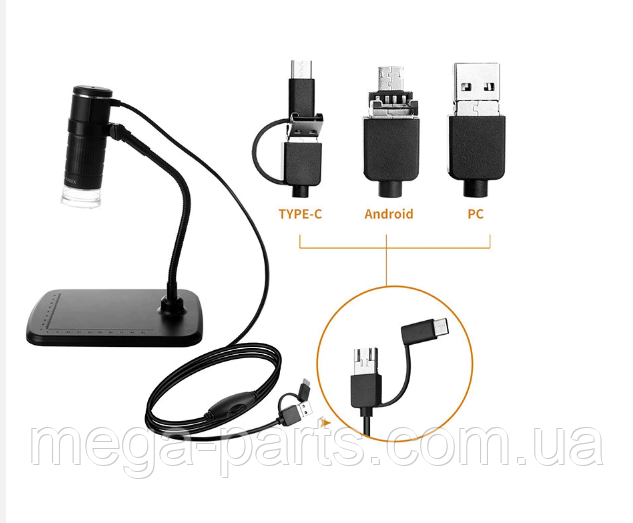 1000X USB цифровой микроскоп Type C Android PC видеомикроскоп камера для электрических часов с 8 светодиодами - фото 2 - id-p1727779207