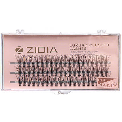 Накладні вії пучкові ZIDIA Cluster lashes 20D C 0,10 (3 ряди, розмір 14 мм), чорні, фото 1