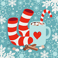 Картина по номерам Ну-ка зимовать 40x50 Картины в цифрах какао чашка Холст Новогодняя тематика Brushme BS52771