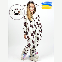Пижама Кигуруми милка детская и подростковая Теплая мягкая пижама для девочек и мальчиков коровка с капюшоном 128