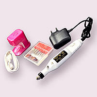 Набор для маникюра фрезер-ручка и лампа мини с юсб кабелем розово/белый
