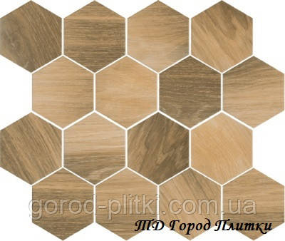 Paradyz Wood Natural Mix Heksagon Mat Mozaika Prasowana 22X25,5