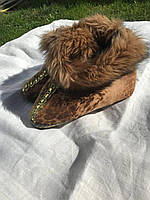 Домашні чуні на дівчинку. Хутро. Набук. Розмір 34