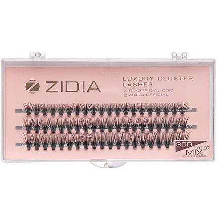 Накладні вії пучкові ZIDIA Cluster lashes 30D C 0,07 Mix (3 ряди, розмір 8, 10, 12 мм), чорні, фото 1