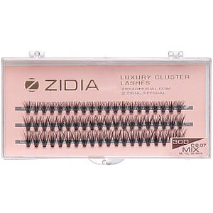 Накладні вії пучкові ZIDIA Cluster lashes 30D C 0,07 Mix (3 ряди, розмір 8, 10, 12 мм), чорні