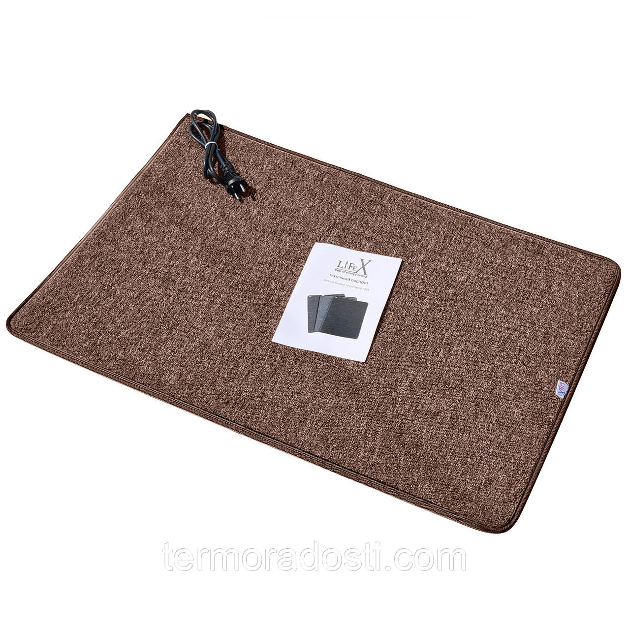 Килимок з підігрівом LIFEX WC 50x130 Коричневий | Електрокилим для ніг Warm Carpet