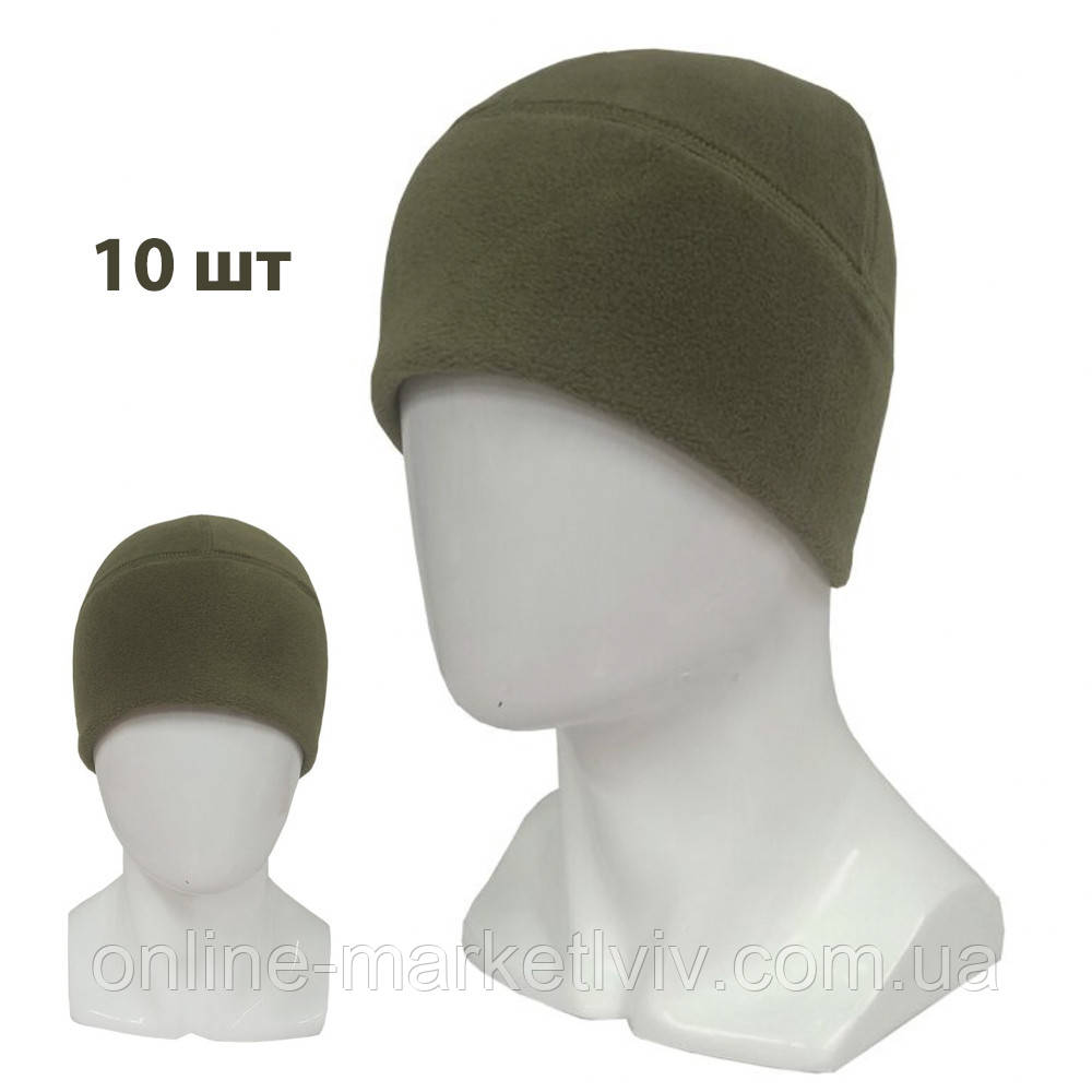 ОПТ 10 шт Шапка флісова тактична ЗСУ Олива / Зимовий флісовий підшоломник / Шапка зимова Унісекс