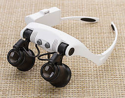 Лупа-окуляри бінокулярні короткофокусні 9892GJ-3A (10x/15x/20x/25x) з LED підсвічуванням