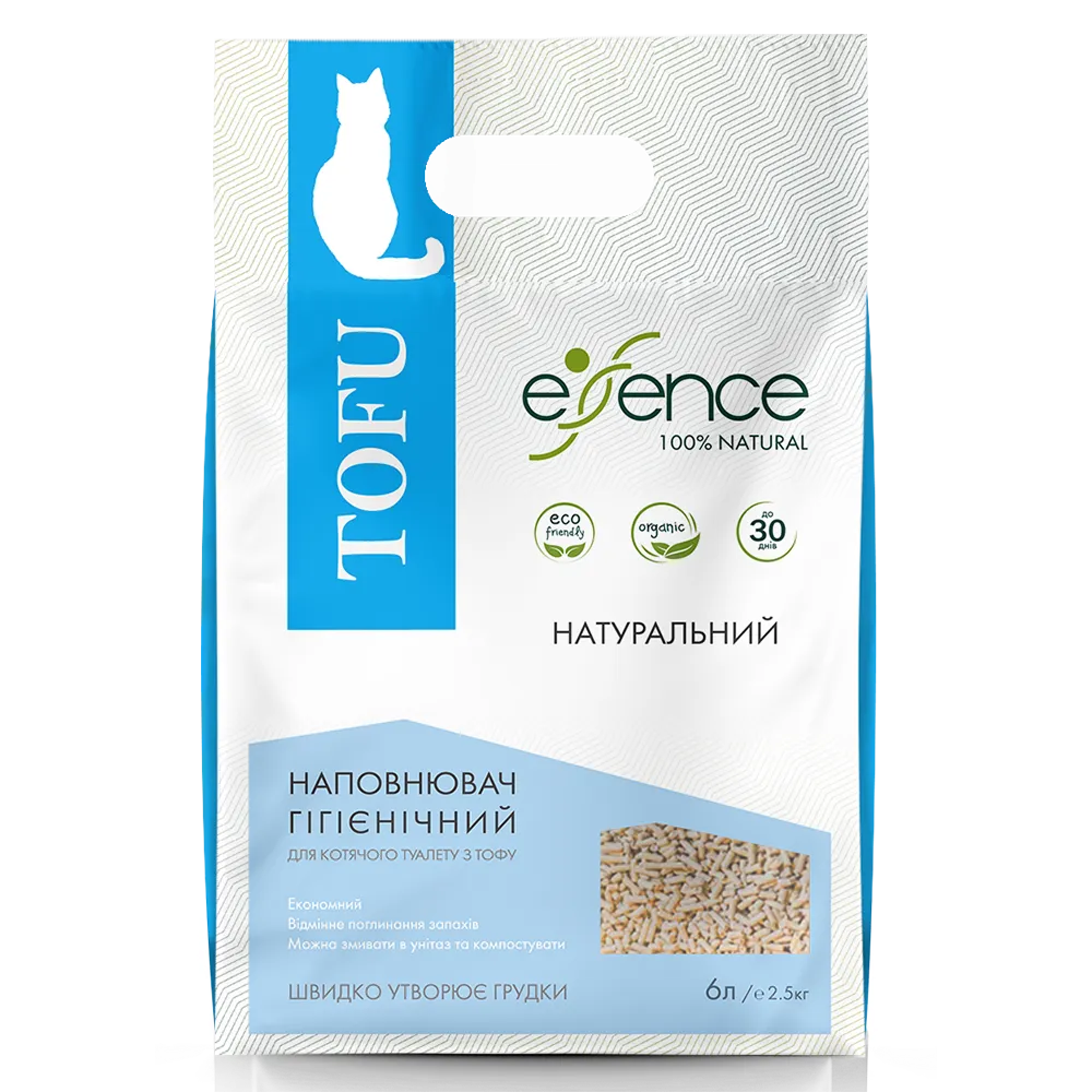 Наповнювач туалету для котів Essence натуральний розмір гранул 3 мм 6 л (тофу)